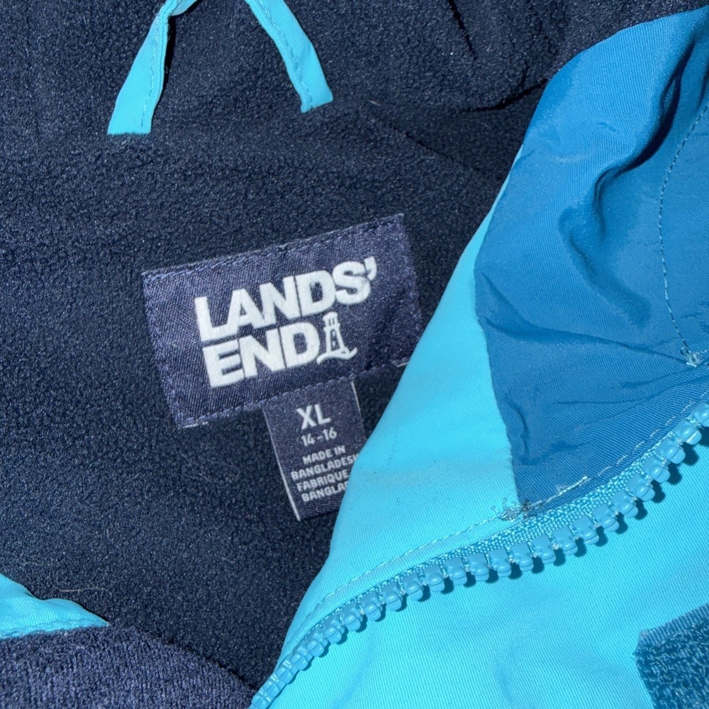 Lands End Squall Jacket Youth Kids XL 13/14 Fleece Lined Winter Coat Hooded EUC - Picture 3 of 13